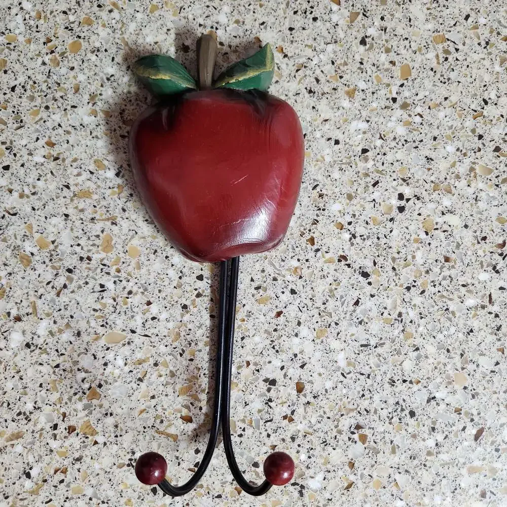 Vintage Wooden Apple Wall Hook Double Coat Rack